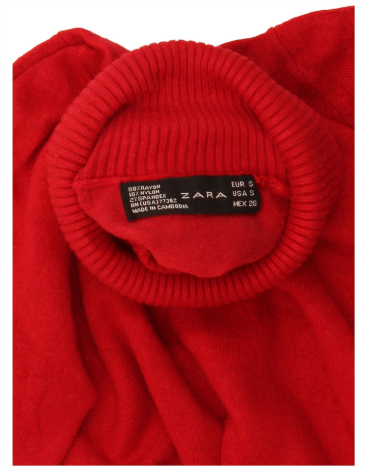 Pulover pentru femei cu gât rulat Zara UK 10 Mic Roșu