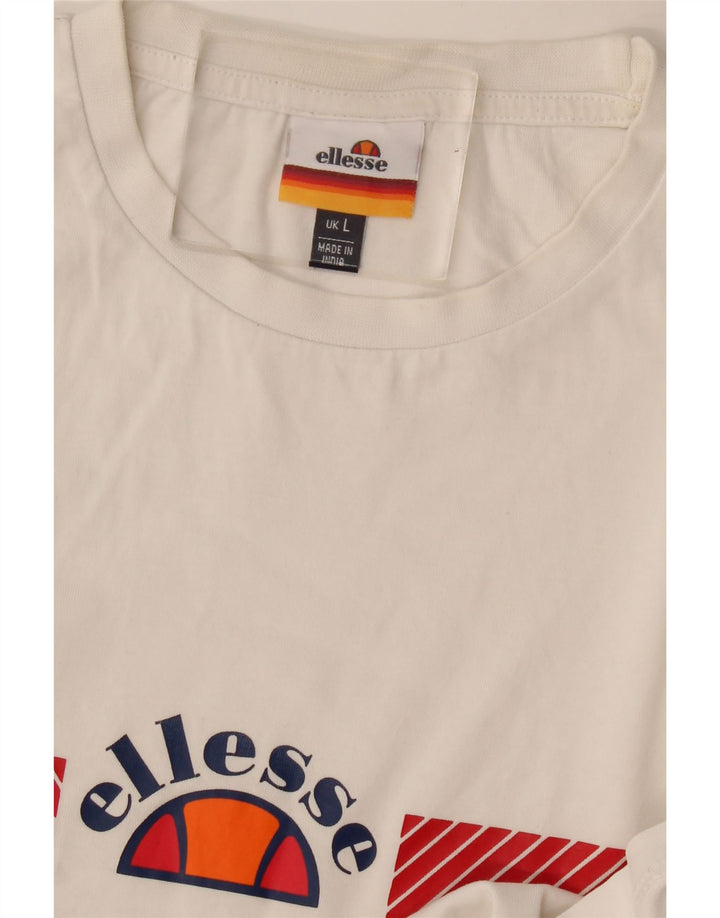 Tricou Bărbați ELLESSE Top mare, alb, bloc de culoare