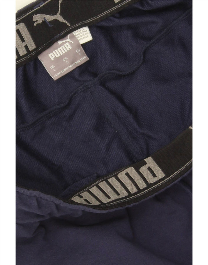 PUMA Mens Tracksuit Trousers Large Navy Blue Colourblock Polyester Vintage Puma and Second-Hand Puma from Messina Hembry 