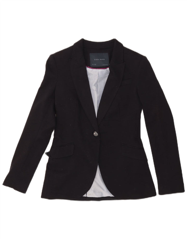 Jachetă Blazer pentru femei Zara cu 1 nasture UK 10 Poliester negru mic