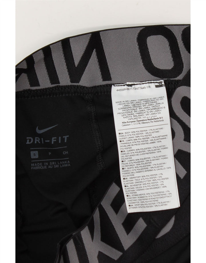 Leggings Nike Dri Fit Graphic pentru femei UK 8 Small Negru Poliester