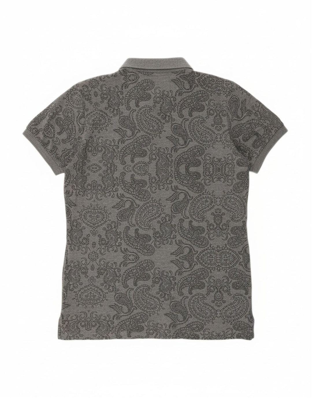 GURU Mens Polo Shirt Medium Grey Paisley Cotton
