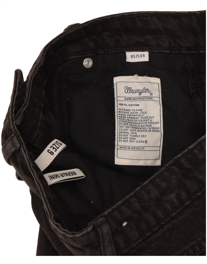 Fusta mini denim Wrangler pentru femei US 9 Medium W27 bumbac negru