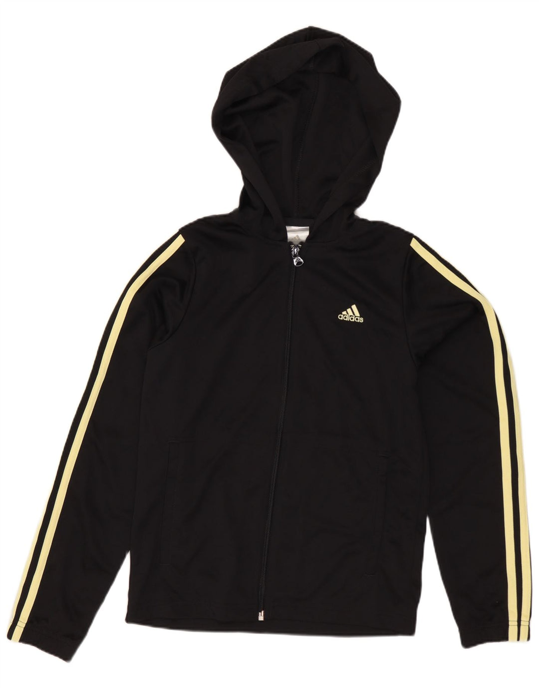 Jachetă de top pentru trening cu glugă Adidas pentru femei UK 8 Poliester negru mic