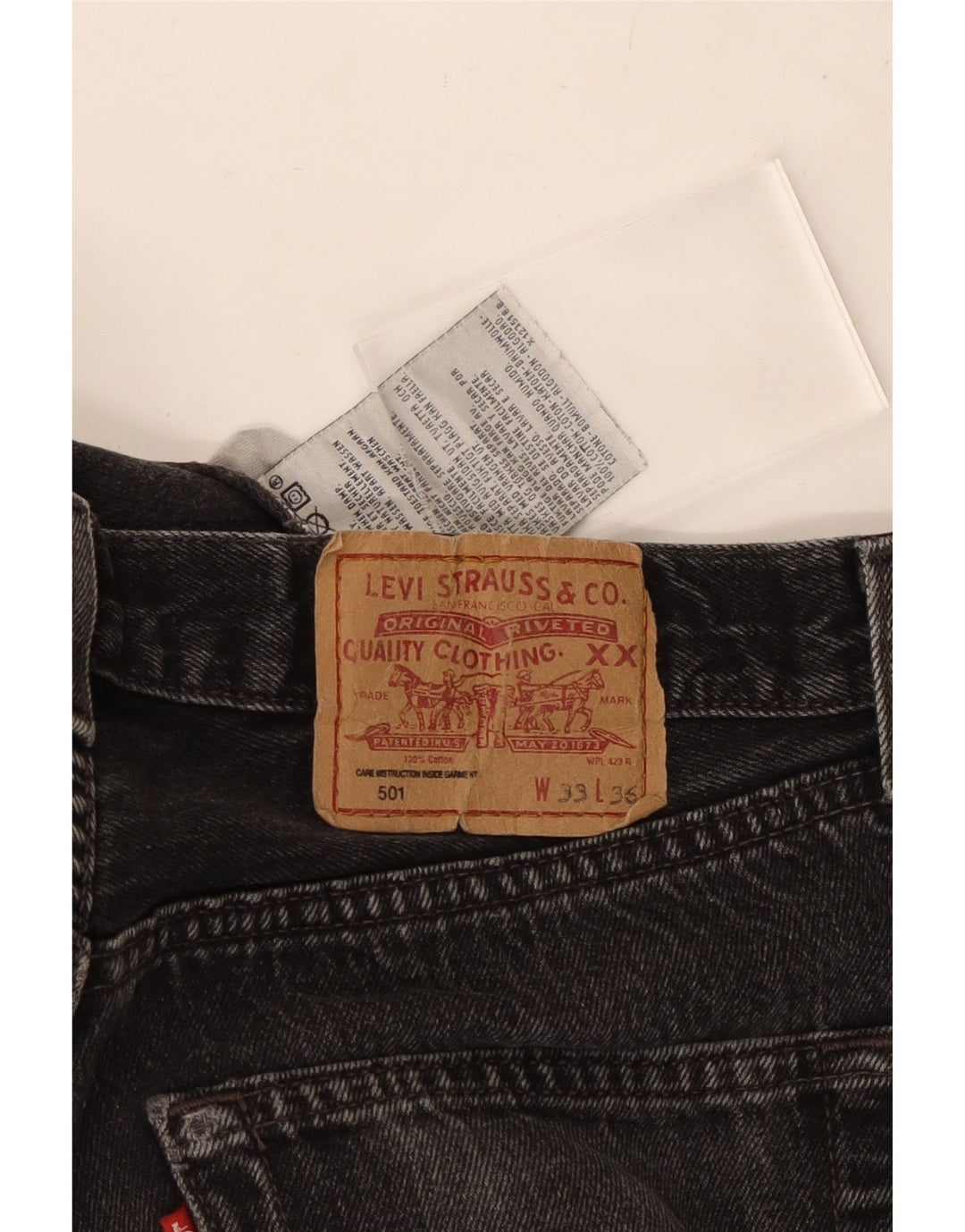 Blugi drepti pentru bărbați LEVI'S 501 W33 L31 bumbac gri