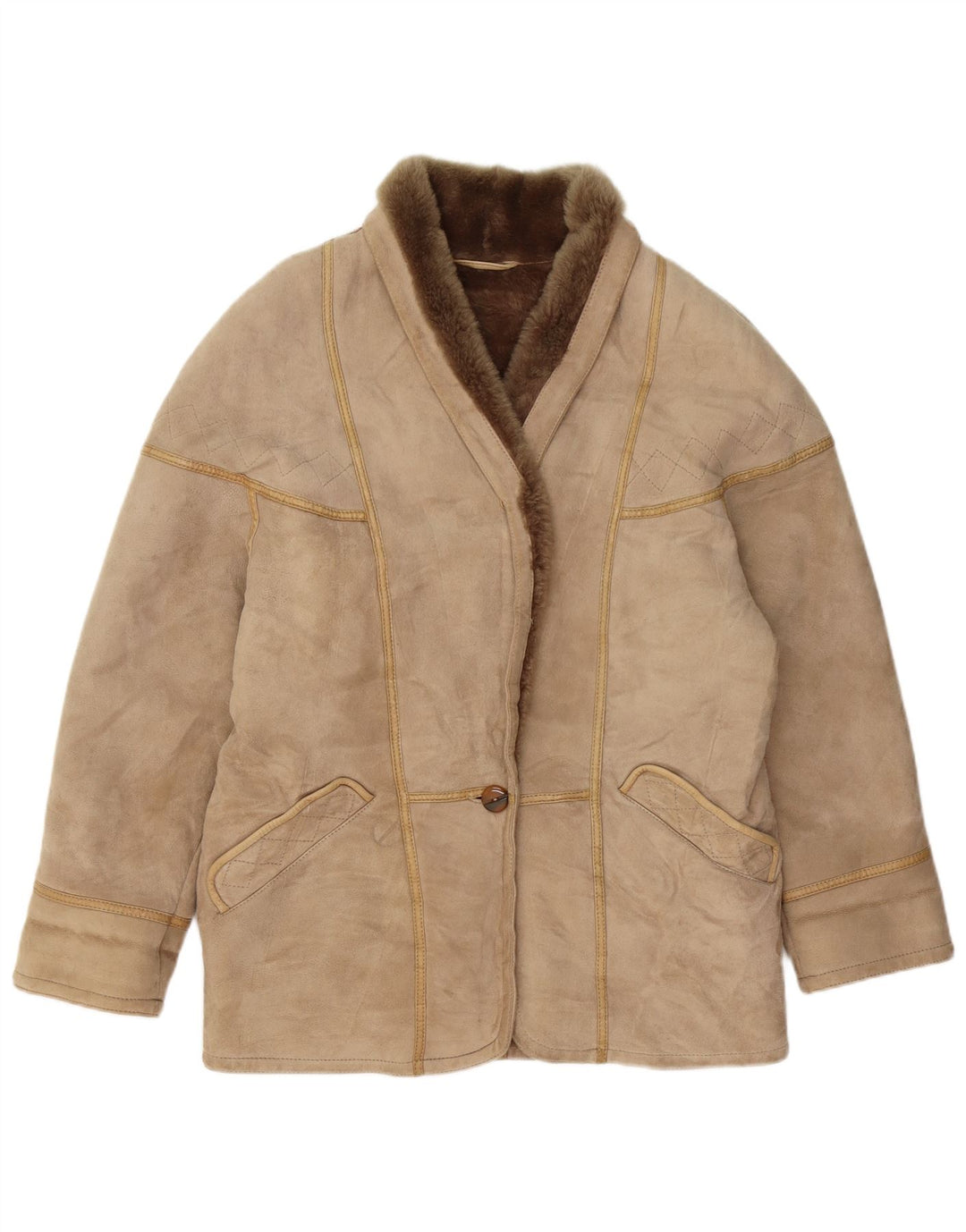 Jachetă pentru femei din shearling CONBIPEL UK 16 mare, bej, din shearling