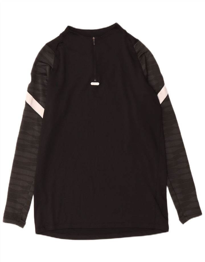 Top de trening pentru bărbați Dri Fit, cu fermoar și gât, negru, colorblock
