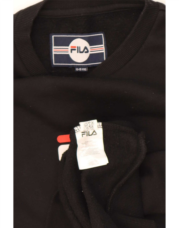 Fila Băieți Pulover Grafic Pulover 13-14 Ani Negru Poliester