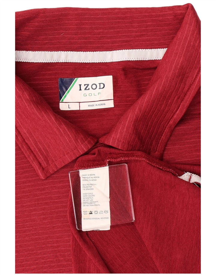Tricou polo de golf Izod pentru bărbați, poliester cu dungi roșii mari