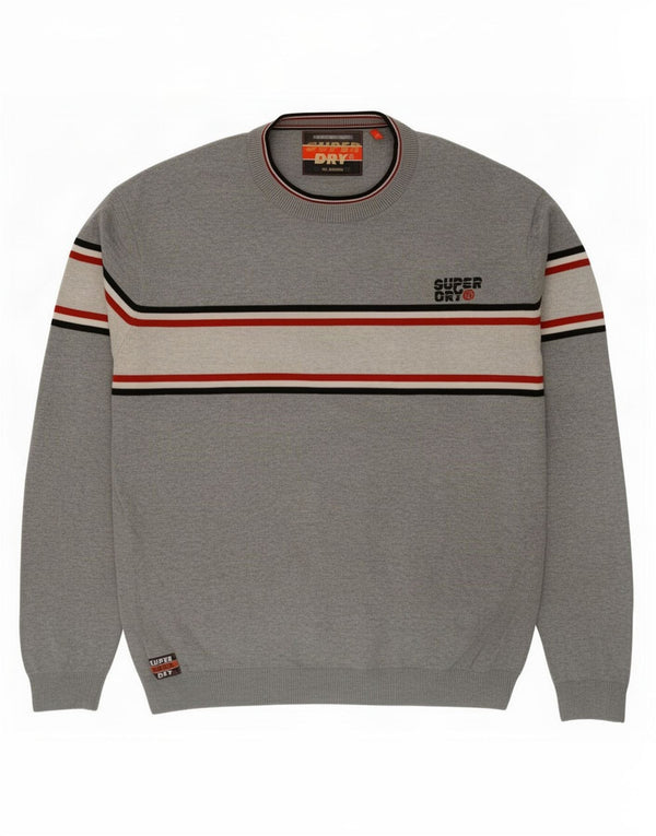 Pulover Superdry pentru bărbați cu gât roșu, XL, bumbac color bloc