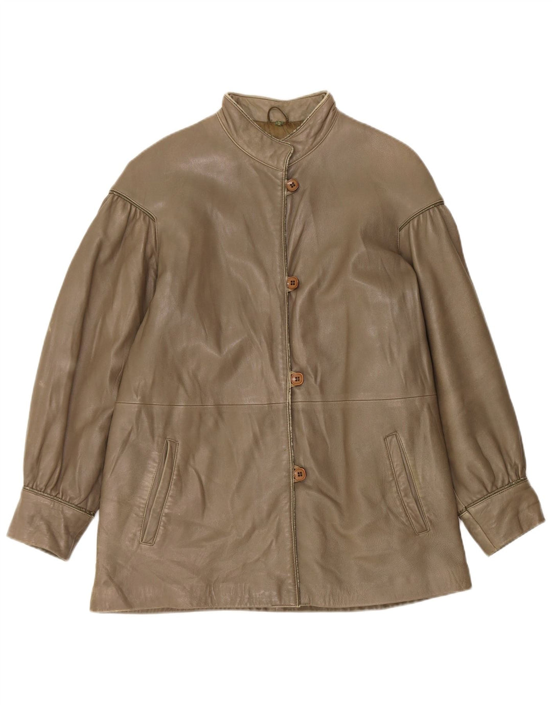 Geaca de piele vintage pentru femei IT 44 Medium Khaki Leather