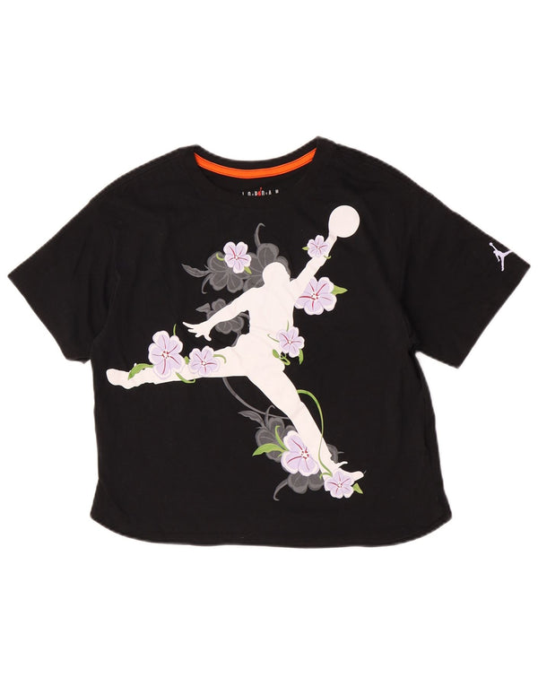 Tricou grafic Jordan Fete Top 13-14 Ani XL Bumbac Floral Negru