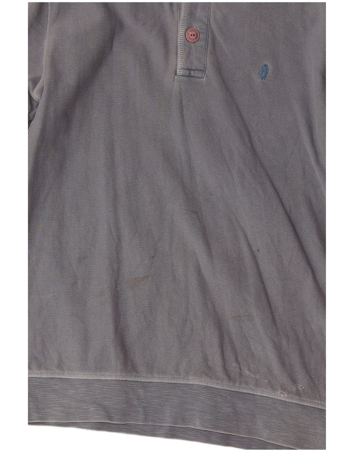MARLBORO CLASSICS Mens Button Neck Sweatshirt Jumper Large Grey Cotton