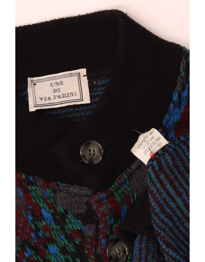 Pulover Cardigan Vintage pentru bărbați cu model abstract, lână medie multicoloră