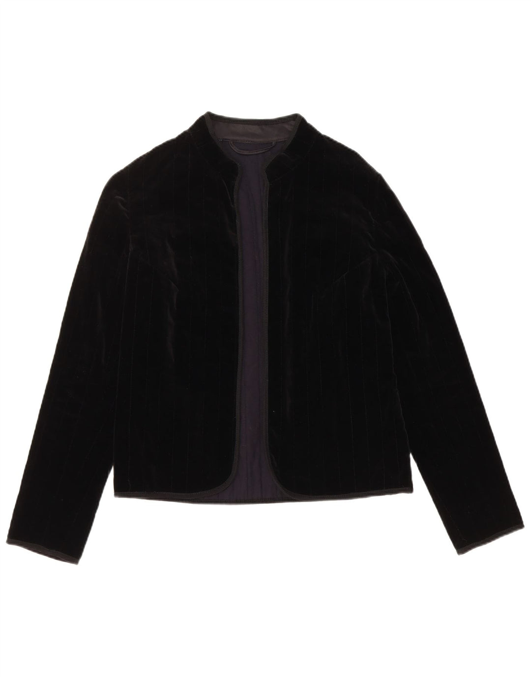 VINTAGE Jachetă de catifea deschisă pentru femei UK 12 Medium Black