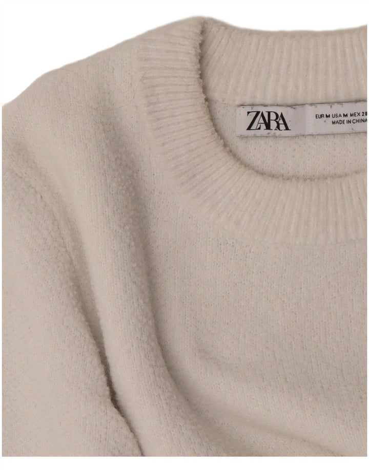 Pulover cu decolteu scurt pentru femei Zara UK 12 Medium White