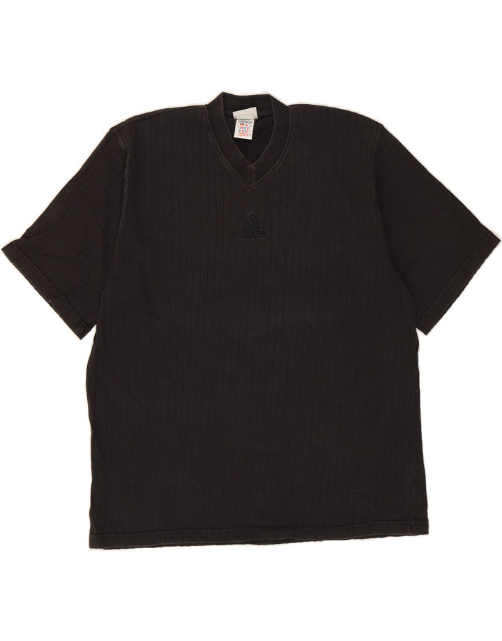 ADIDAS Mens Short Sleeve Sweatshirt Jumper Large Black Cotton Vintage Adidas and Second-Hand Adidas from Messina Hembry 