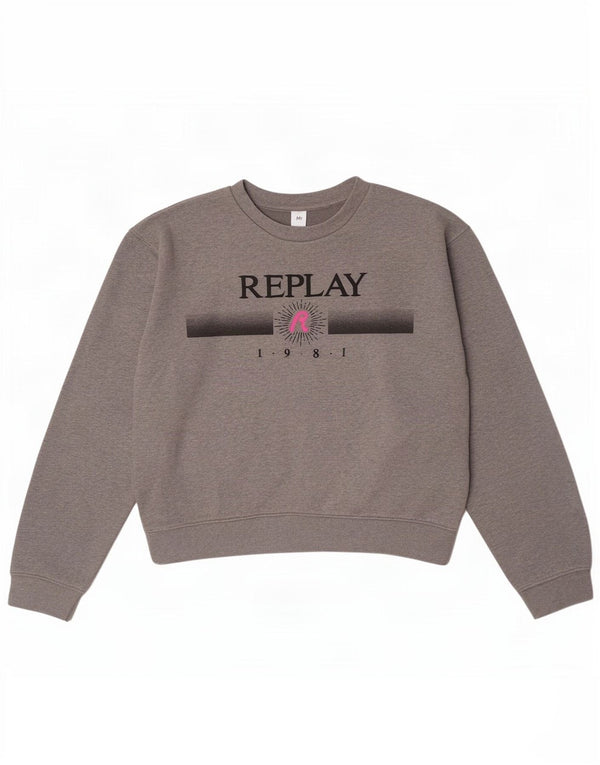 Pulover pentru damă Replay Crop Graphic Pulover UK 14 Medium Gri Pete