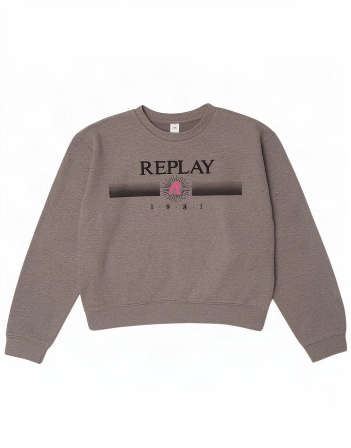 Pulover pentru damă Replay Crop Graphic Pulover UK 14 Medium Gri Pete