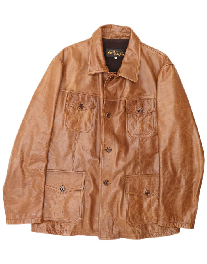 Jachetă din piele pentru bărbați Stewart UK 42 XL din piele maro