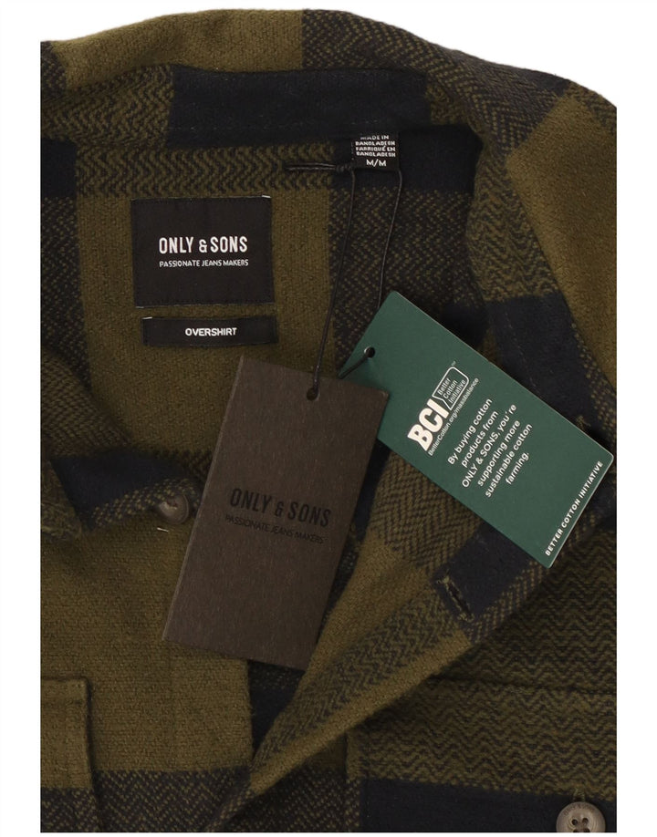 Overshirt pentru bărbați Only & Sons Cămașă de flanel, bumbac cu carouri medie kaki