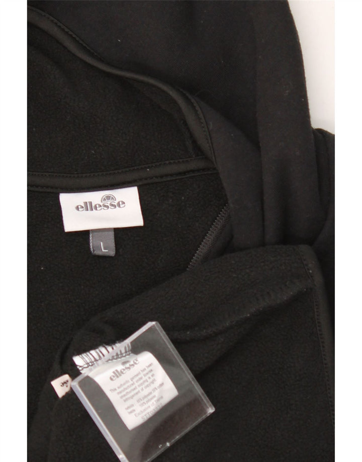 ELLESSE Womens Zip Hoodie Sweater UK 16 Large Black Polyester Vintage Ellesse and Second-Hand Ellesse from Messina Hembry 