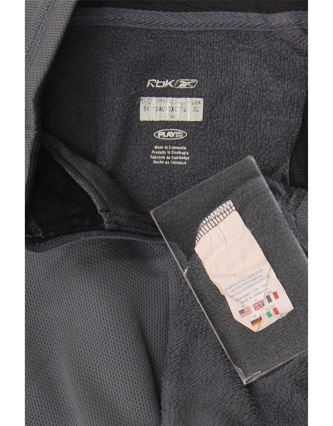 Pulover Reebok pentru bărbați, cu fermoar, cu gât, 2XL, poliester color bloc, gri