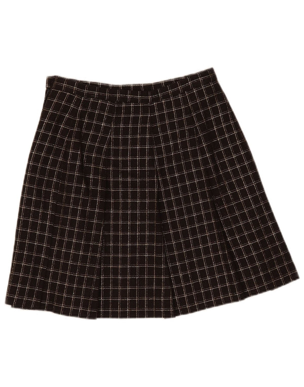 Fusta plisată Vintage pentru femei UK 10 Small W26 Brown Check Wool