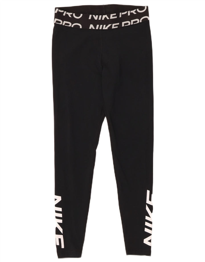 Leggings NIKE Dri Fit Graphic pentru femei UK 12 Poliester mediu negru