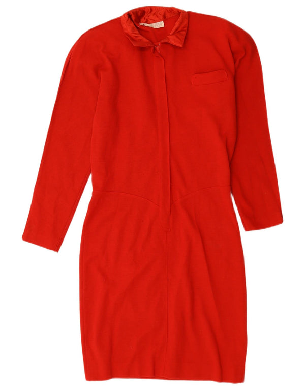 Rochie vintage pentru femei cu mâneci lungi UK 14 Medium Red
