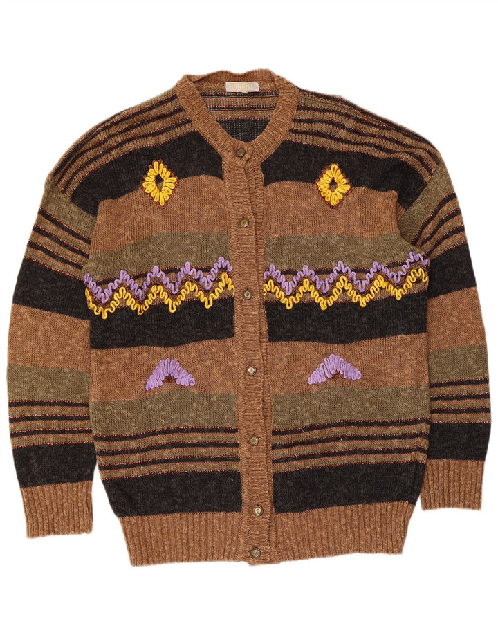 Pulover Cardigan Vintage pentru Damă, Maro Maro, In dungi