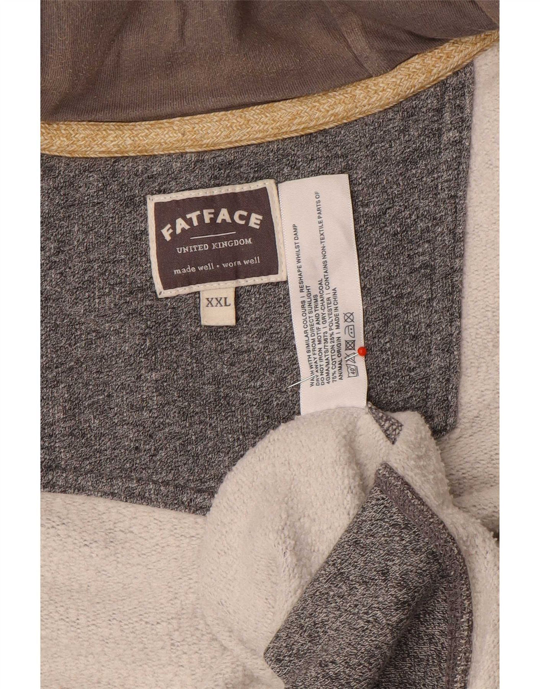 Pulover pentru bărbați Fat Face, cu fermoar, bumbac gri 2XL