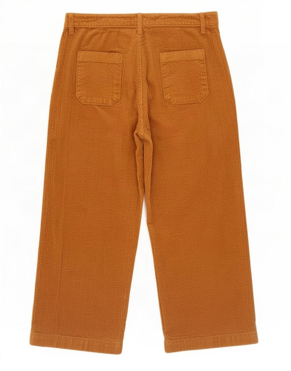 Fat Face, pantaloni crop pentru femei, cu picior lat, din velur, UK 16, mare, l34, l23, maro