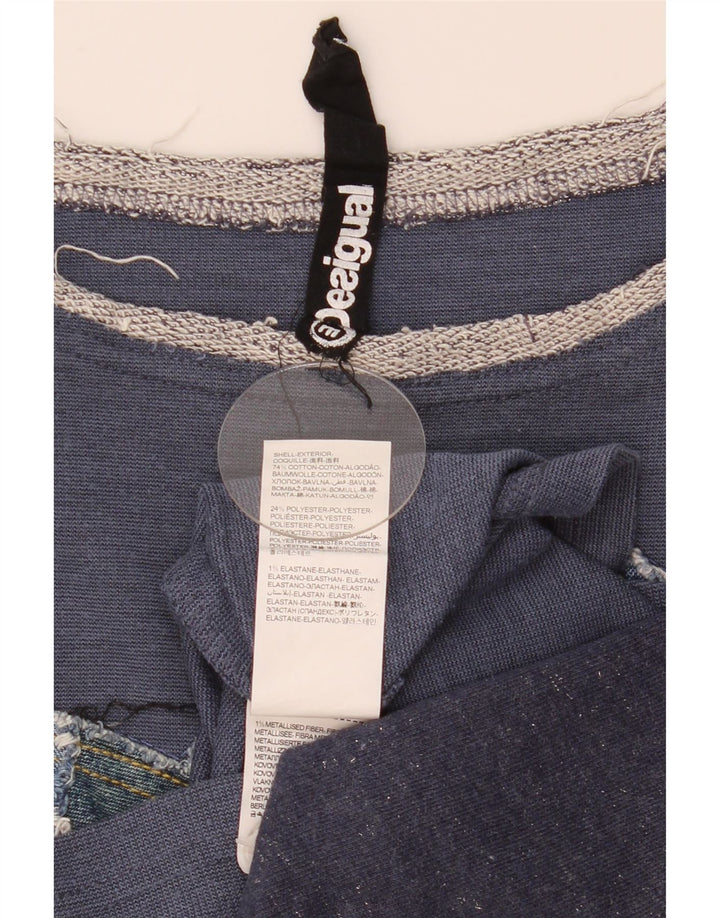 Top grafic pentru femei Desigual cu mâneci 3/4 UK 14 Medium Patchwork bleumarin