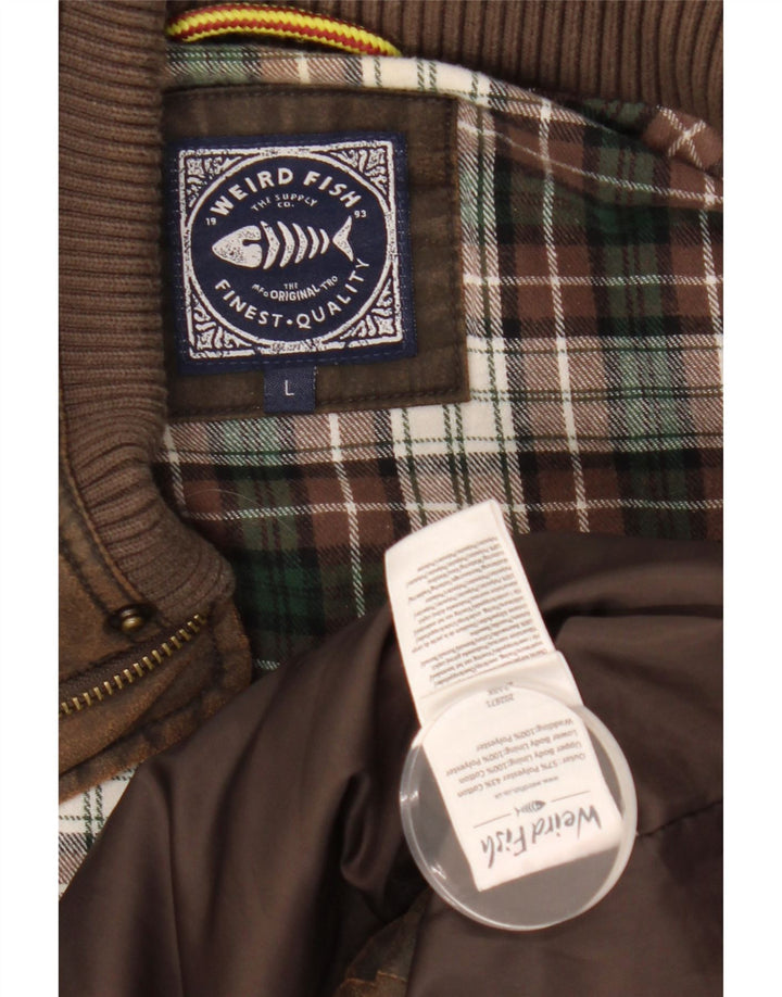 WEIRD FISH Gilet căptușit pentru bărbați UK 40 Poliester maro mare