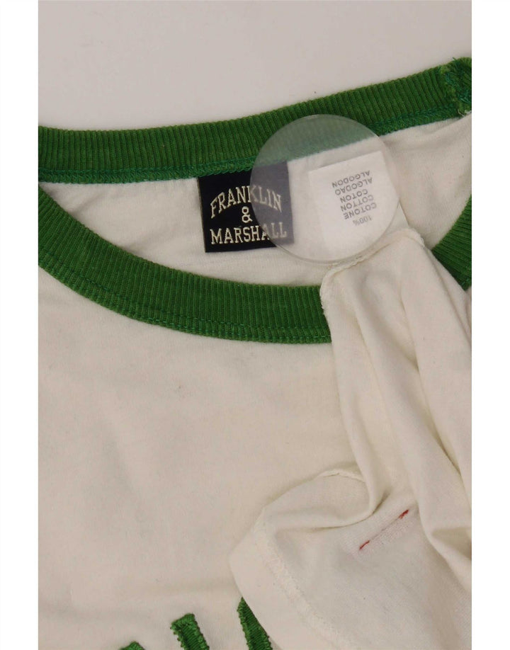 Franklin & Marshall Top grafic pentru bărbați cu mânecă lungă, mare, alb, bumbac