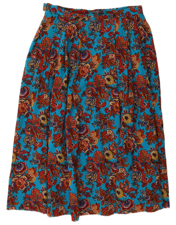 Country Casuals Fusta plisată cu talie înaltă pentru femei UK 16 Large W32 Blue Floral
