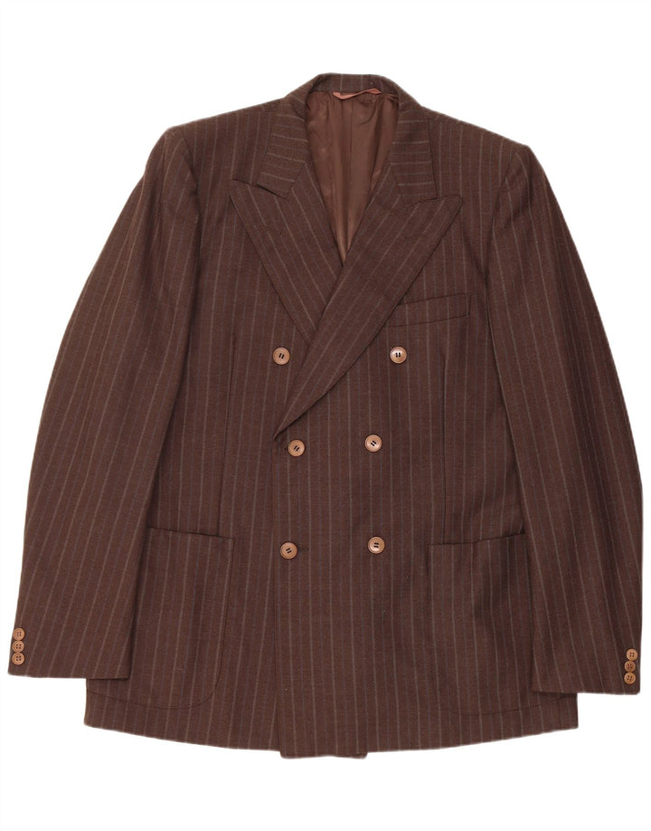 Jachetă vintage pentru bărbați cu două piepturi IT 54 2XL maro cu dungi
