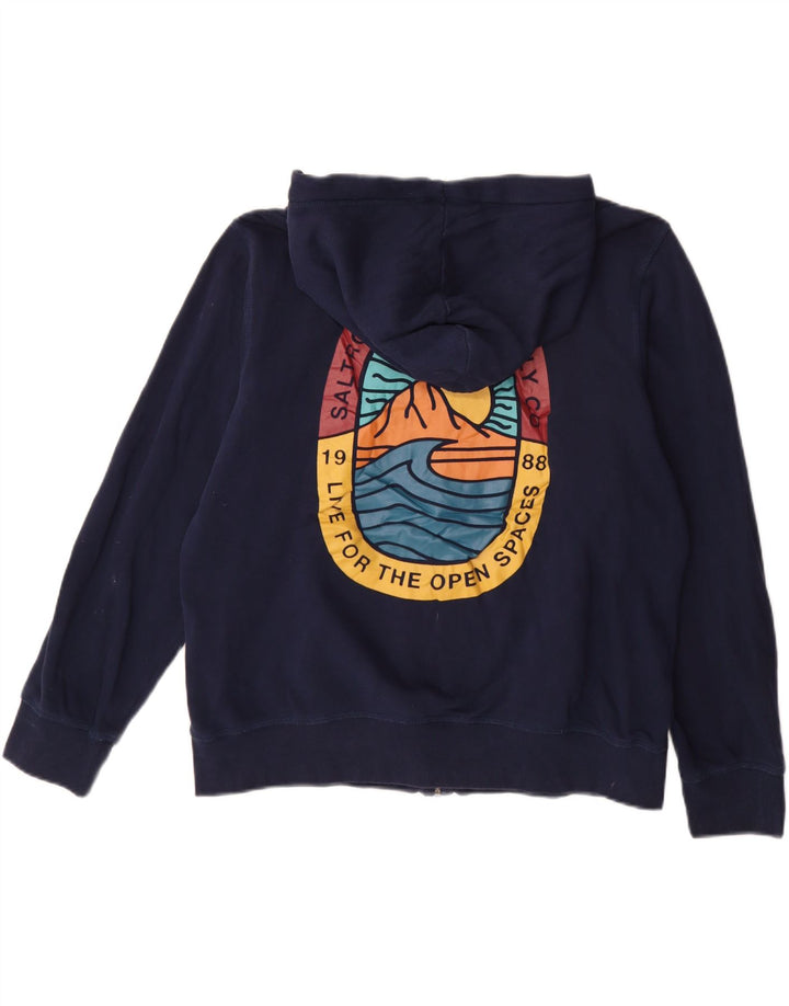 SALTROCK Pulover supradimensionat cu capota cu fermoar grafic pentru femei UK 16 Mare bleumarin