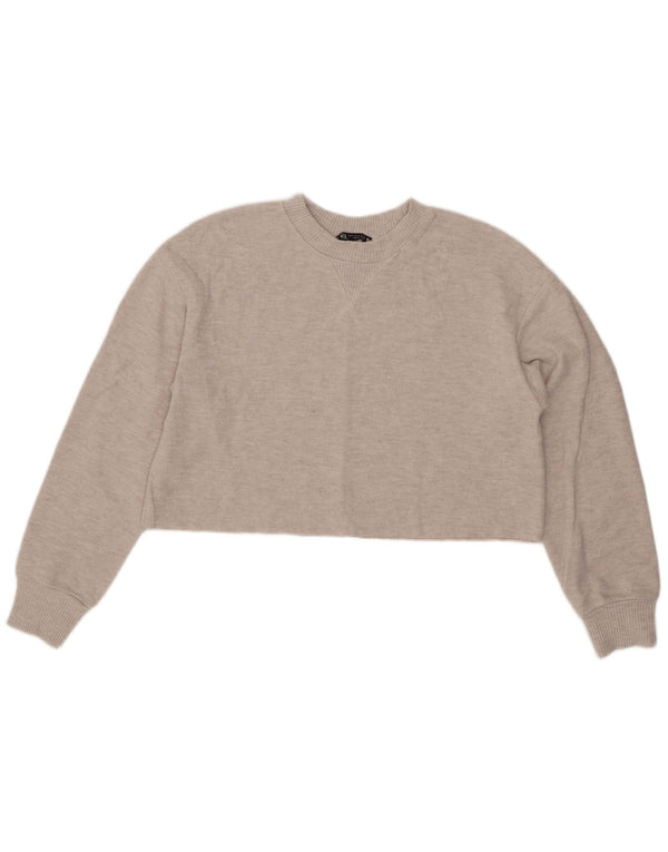 Bluză Crop Top Femei Zara UK 14 Medium Gri Poliester