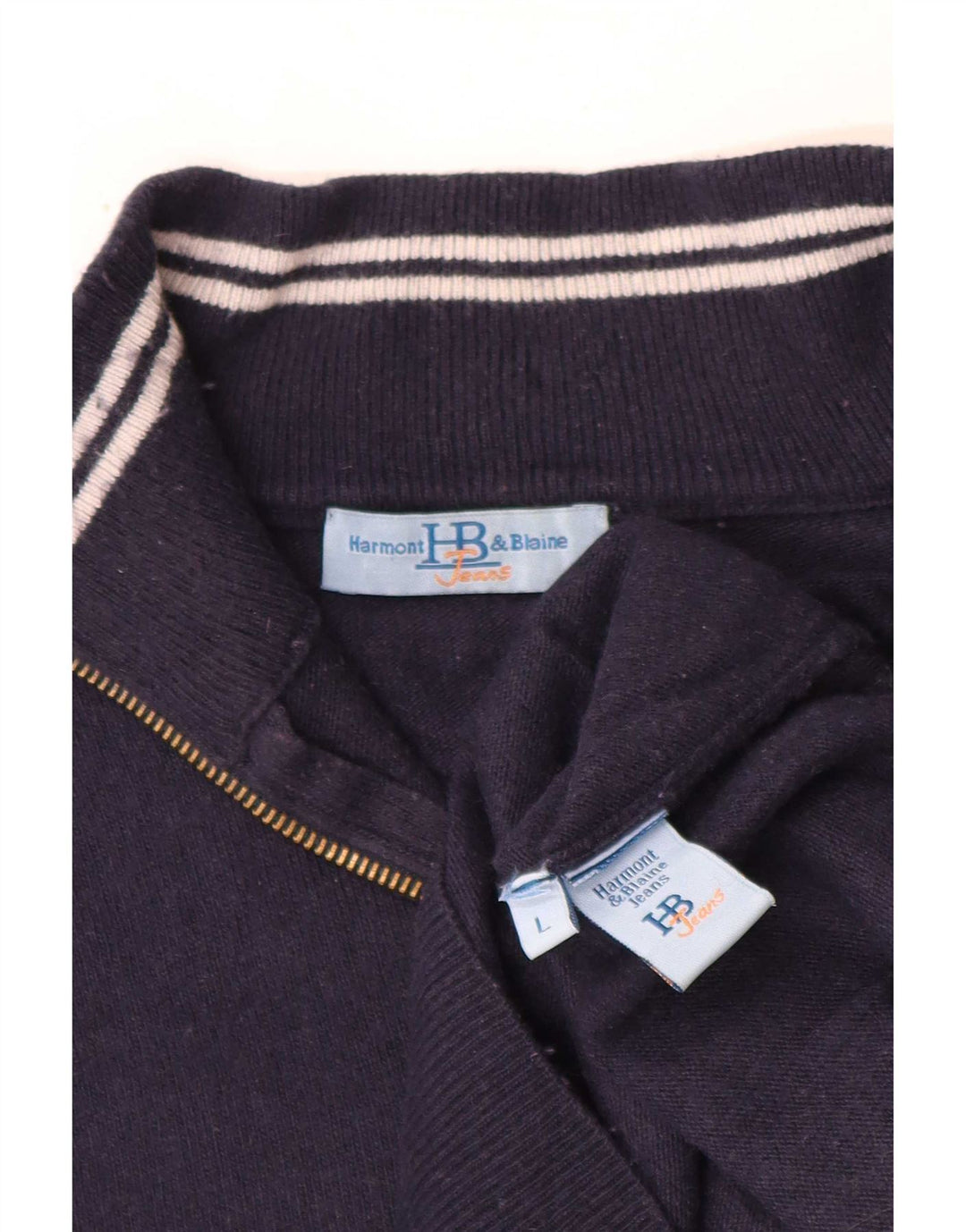 Pulover pentru bărbați Harmont & Blaine, cu fermoar, cu gât, mare, bleumarin