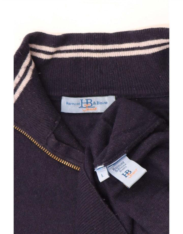 Pulover pentru bărbați Harmont & Blaine, cu fermoar, cu gât, mare, bleumarin