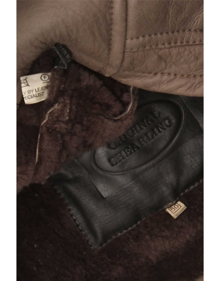Jachetă din shearling pentru bărbați de epocă, mare, maro, 50