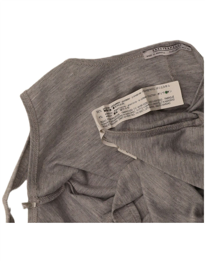 ZARA Womens Sleeveless Bodysuit UK 14 Large Grey Polyester