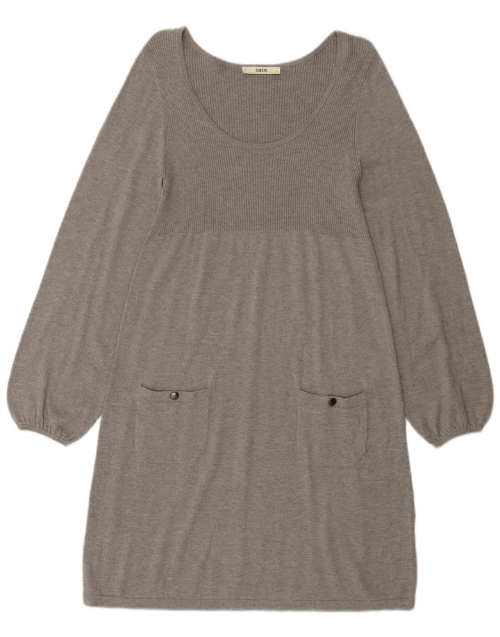 Oasis Rochie Jumper pentru Femei UK 14 Mare Bumbac Gri