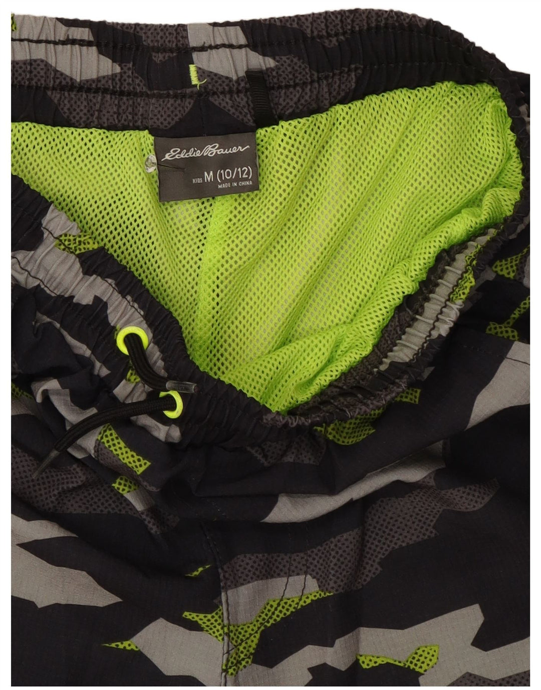 Eddie Bauer Pantaloni scurți de înot pentru băieți 10-11 ani, camuflaj mediu negru