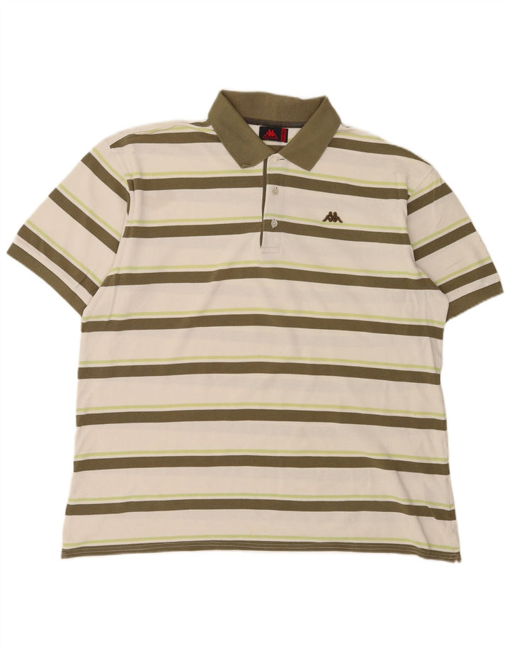 Cămașă polo pentru bărbați Kappa 3XL bumbac cu dungi albe