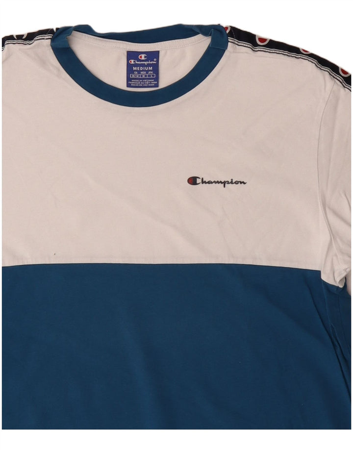 Tricou grafic pentru bărbați Champion Top Medium Blue Colorblock Bumbac