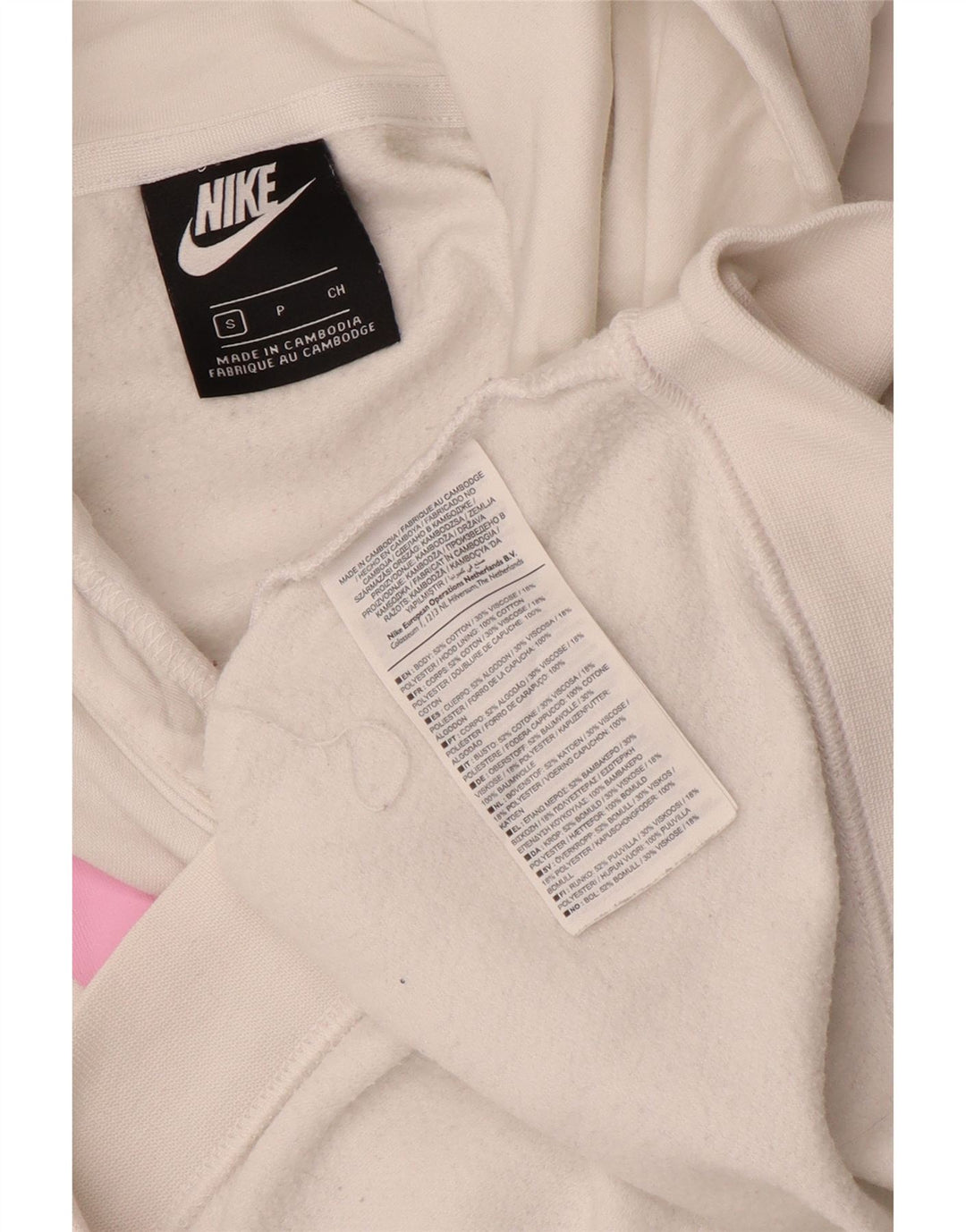 Pulover NIKE pentru damă, supradimensionat cu grafic Crop, cu glugă, UK 10, mic, alb