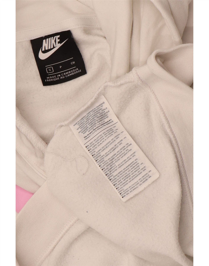 Pulover NIKE pentru damă, supradimensionat cu grafic Crop, cu glugă, UK 10, mic, alb